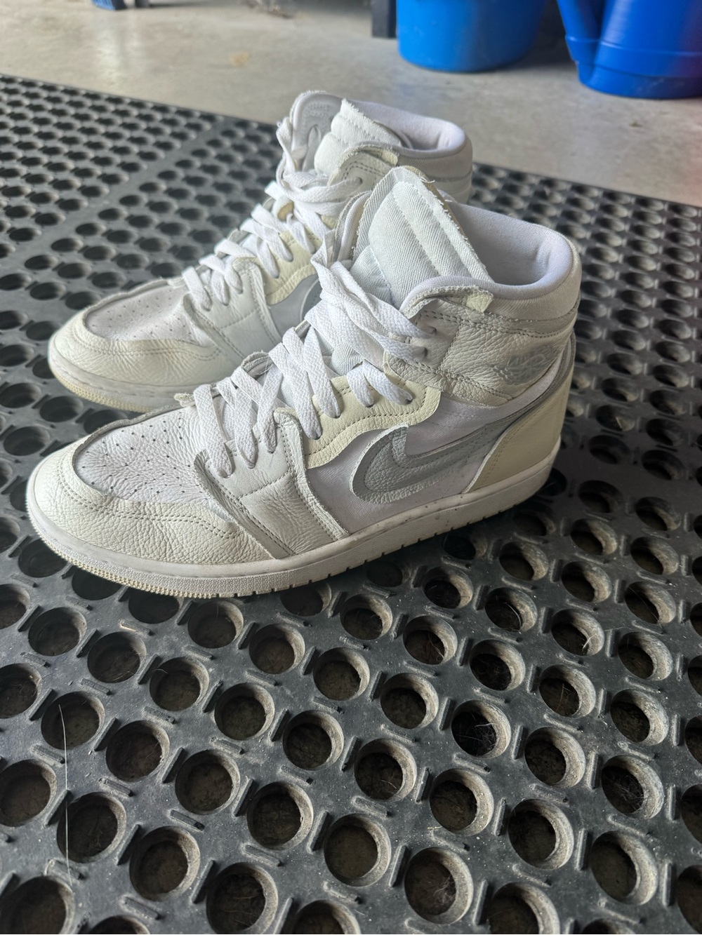 Jordan Women’s High-Top Sneakers in White and Light Gray
